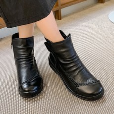 J-Shu 天然牛皮毛襯里短踝靴