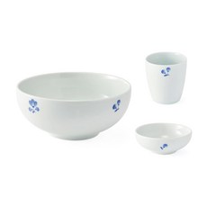 KwangJuYo 花卉圖案單人餐具3件組, 白色, 麵條+冷身+水杯