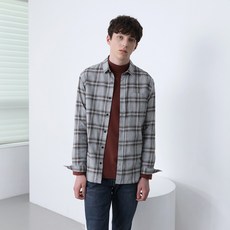 BASIC HOUSE 男式棉質法蘭絨多格紋基本款領襯衫 HUWS7103