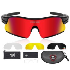 QUeSHaRK 運動護目鏡 防紫外線 附度數鏡片夾 可更換鏡片 QE49, 黑紅色(QE49-BR)