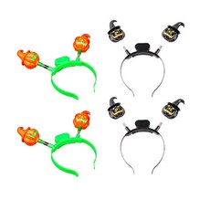 PARTYHAE 豪華LED南瓜髮箍 2款 x 2入組, 橘色, 黑色, 1套