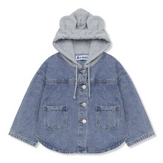 Little rabbit 孩童泰迪熊造型連帽牛仔外套