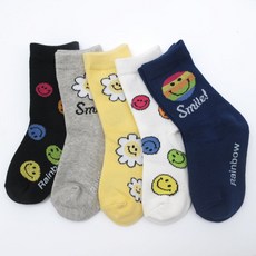 GIEN MALL MALL 孩童微笑圖案中筒襪組 5雙