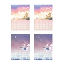 PLEPLE Mind Plus 手稿紙 2 種垂直備忘錄紙 x 2p 套組, 元宵節，夢鯨, 1套