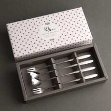 Inspoon Angel Heart 長&長 週歲回禮A款組合, 6個, 長茶匙 2入 + 長叉子 2入