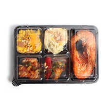 長方形 5 格一次性配菜容器, 100盒, 1組