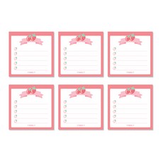 PLEPLE 水果緞帶便條紙組, 草莓, 100張, 6套