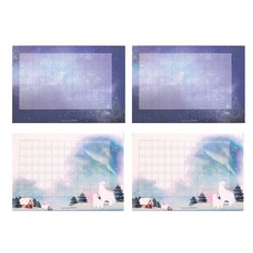 PLEPLE 暖心 稿紙橫式便條紙 2款 x 2入組, 銀河, 北極熊的旅行, 1套