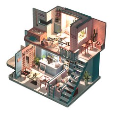 KkomiDEAL DIY 大型袖珍屋 25 粉紅咖啡廳 + 製作工具, 混合顏色, 1個