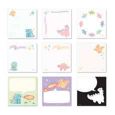 PLEPLE 泡泡恐龍備忘錄紙套組 9, 格子霸王龍, 格子腕龍, 圓形和圓形 Stego, 格子三角龍, 格子 Stego, 格子翼龍, 噴火霸王龍, 噴火翼龍, 語音泡泡腕, 1套