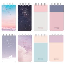 PLEPLE 單字卡本8件組, 夕陽海，粉色天空，太空兔，雪鹿，粉色灰色，粉色海軍，薄荷米色，紫黃色, 1套