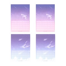 PLEPLE Heart Plus Barrel Danned Manuscript 2 種垂直備忘錄紙 x 2p 套組, 鯨魚星座，企鵝飛翔, 1套