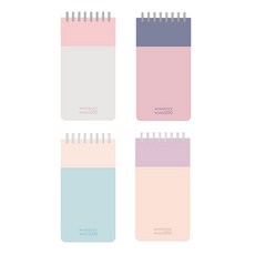 PLEPLE 單字卡本4件組, 粉灰色、粉海軍藍、薄荷米色、紫黃色, 1套