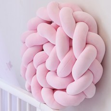 嬰兒床麻花防撞條 10~11cm, 粉色
