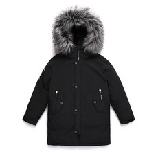 BLACKYAK KIDS 童款大毛邊連帽中長版羽絨外套