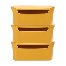 퀸마루 多用途彩色收納箱, 3個, 芥末黃