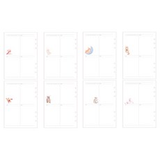PLEPLE A5 6孔 Chou Chou 週計畫補充內頁 2種套組 C 森林 2入 + 夢境 2入, 16張, 1套