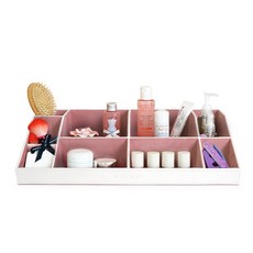 BLANC BLACK 多用途收納盒 化妝品整理盒 白色 + 粉色 T1-1, 白色 + 粉色(T1-1), 1個