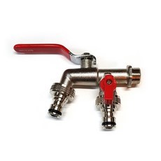 紅柄雙孔水龍頭 戶外花園用 JL-7306, 1組