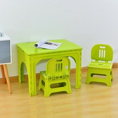 가팡 낮은 조립식 테이블 + 의자 2p 세트 N, 그린