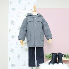amareillael 孩童連帽鈕扣大衣
