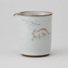 汝窯 月白 公道杯 休憩貓咪 2214631, 1個, 參考詳細說明