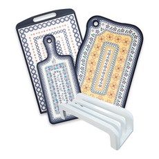 PAWIE 基本型雙面砧板套組, 1套, 砧板特大號藍色泡泡+經典+方形+支架