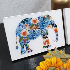 招財大象畫框 迷你 Diasec 1號 藍色大象