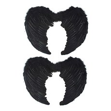 天使翅膀 派對道具 小, 黑色, 2個