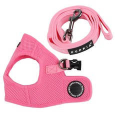 퍼피아 강아지 소프트 베스트 하네스 XXL + B형 리드줄 L, 핑크, 1세트
