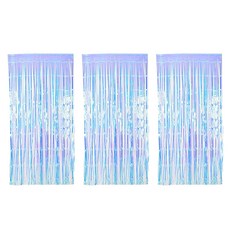Joyparty 銀箔窗簾 3p, 全息圖藍色
