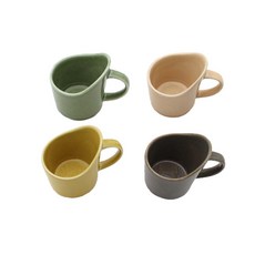 手工陶瓷亮面紙杯架4件組, 灰色, 綠色, 檸檬色, 桃色, 1個