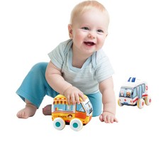 Roly Poly 柔軟布製回力車 救護車 甜甜圈車 2件組 huanhe0240, 混合顏色, 1個