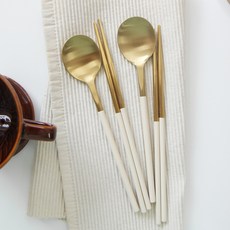 ade.l 素色雙人餐具組 象牙白, 2套, 勺子+筷子