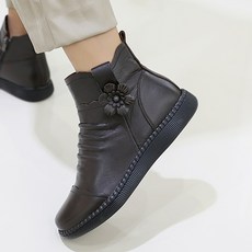 J-Shoo 天然牛皮毛襯裡持久花瓣踝靴