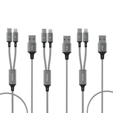 Yoichi Mountain Log 2in1 Multi 8pin Type C 快速充電線 120cm, 混色, 3入