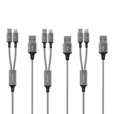 Yoitch 2合1雙頭Type-C 8 pin快充線 3入, 70cm, 混色