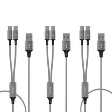 Yoitch 2合1雙頭Type-C快充線 3入, 120cm, 混色, 3個