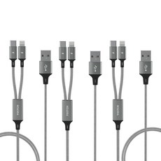 요이치 마운틴 로그 2in1 멀티 8핀 c타입 고속충전케이블, 혼합색상, 3개