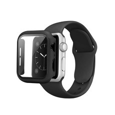 Usus Apple Watch 矽膠錶帶 + 保護殼組 42mm M/L, 黑色, 1套