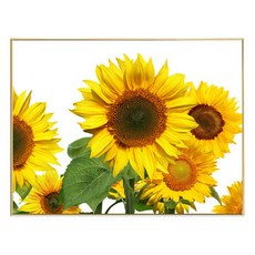 橫式安裝財運向日葵畫框 B款, 亮面金色圓角