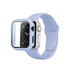 USUS Apple Watch 矽膠錶帶 + 保護殼組 44mm S/M, 矢車菊藍, 1套