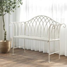 미스모네 블랑 빈티지 철제 가든 2인용 벤치, 화이트