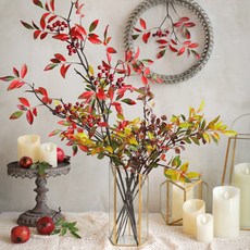 Miss Mone長紅莓落葉枝條室內裝飾人造花裝飾, 混色, 1個