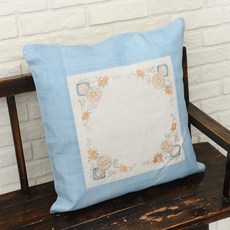 Cha Cha Bo麻布50夏季靠墊, C型（藍色）