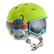 WILDHORN 童款滑雪安全帽+護目鏡組合, 綠色 (NESSIE MOSS)