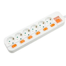 LUNEX 歐式7開6插延長線 LM-603SG, 1.5m, 混色, 1個