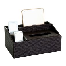 GUNU 고급 다용도 수납 각티슈 커버, 격자브라운