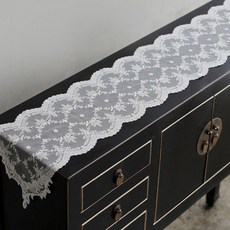 Miss Monet 奇蹟刺繡蕾絲玄關桌旗, 白色, 寬 16cm x 長 120cm