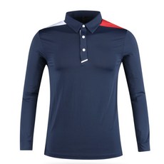 Lux Golf 男款 Lucen 撞色機能長袖Polo高爾夫衫 BLU20A409